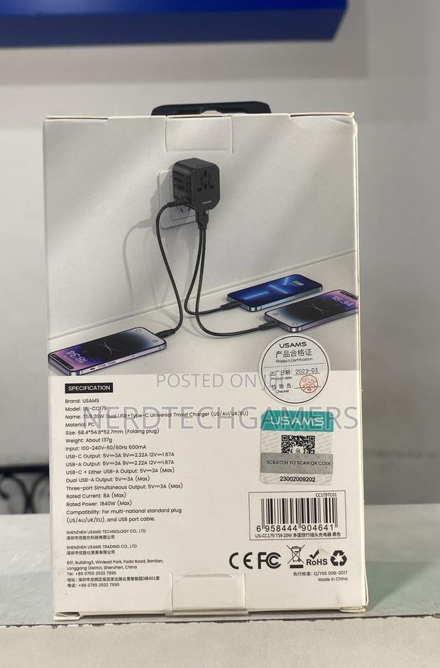 USAMS T59 Universal Travel Adapter Charger Socket Converter · Photo 4