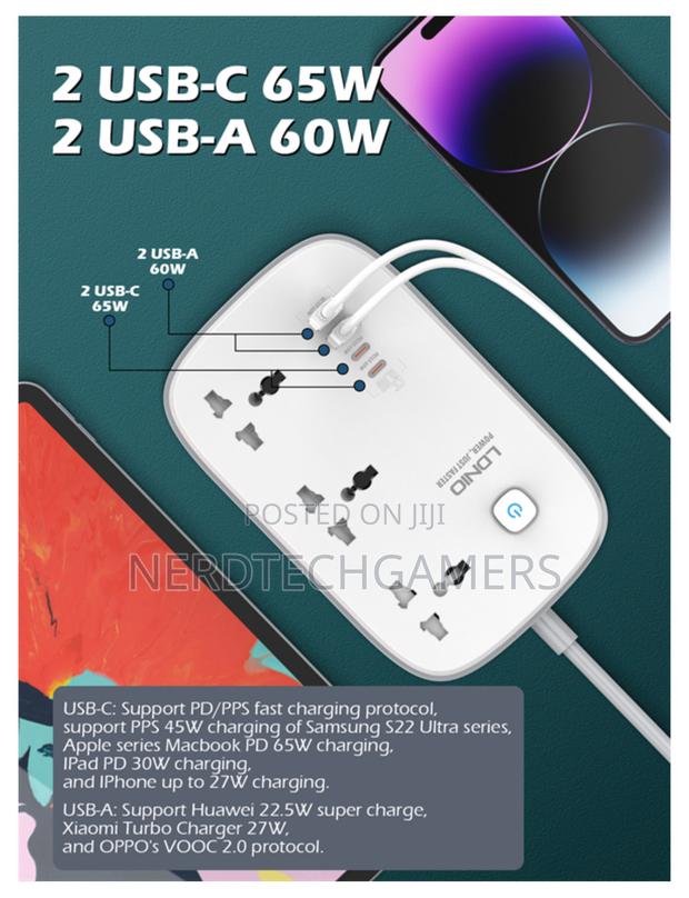 LDNIO 3 AC Outlets 4 USB Power Strip SC3416 · Photo 4