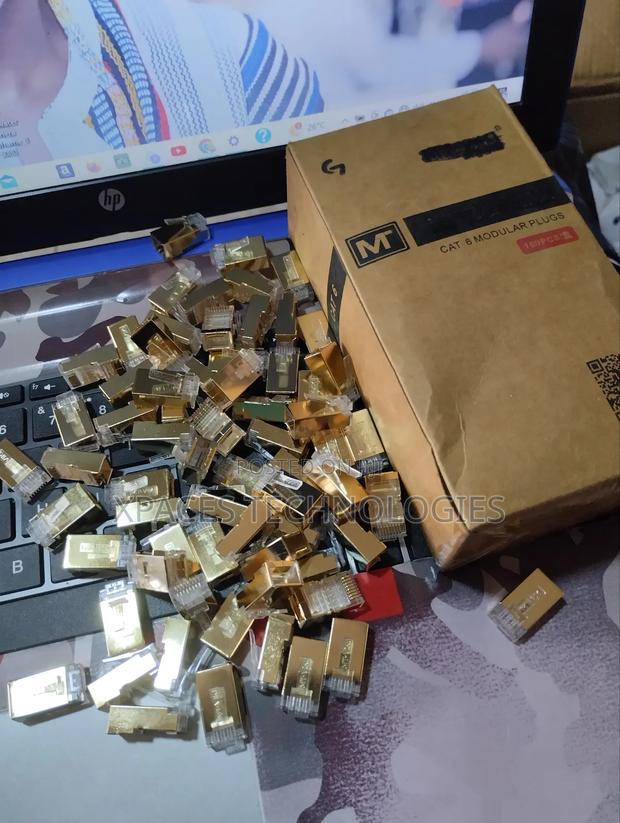 Shielded CAT6 RJ45 CONNECTORS Metal 100pack Gold Colour photo 2