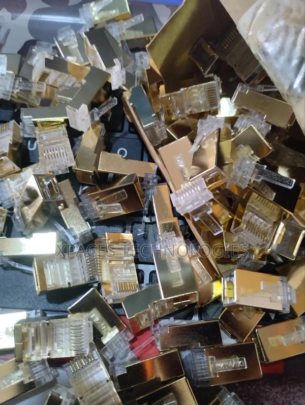 Shielded CAT6 RJ45 CONNECTORS Metal 100pack Gold Colour photo 3