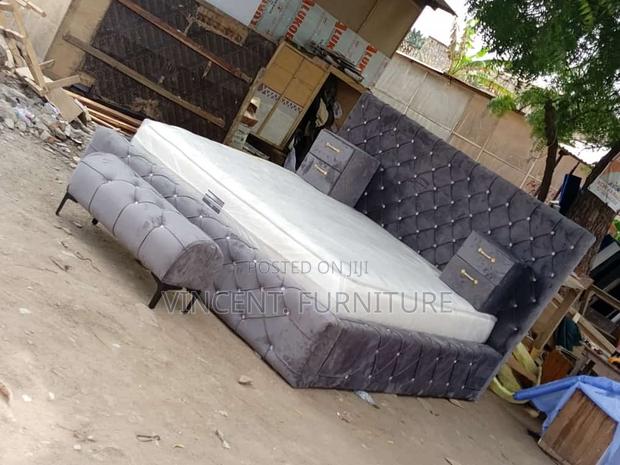 King Size Bed Frame and Mattress and Ottoman Available