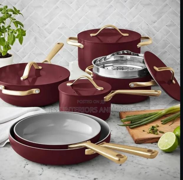 Member's Mark 11-Piece Modern Ceramic Cookware Set(Burgundy) · Photo 3