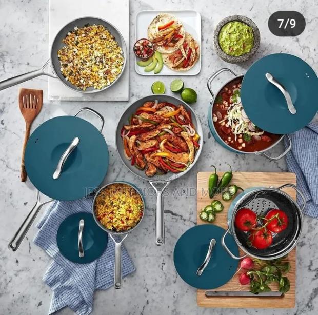 Member's Mark 11-Piece Modern Ceramic Cookware Set -Blue · Photo 4