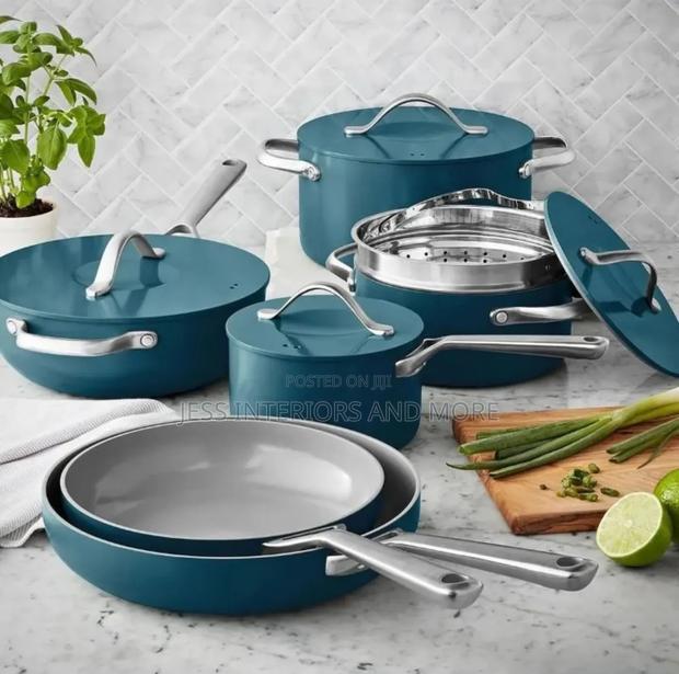Member's Mark 11-Piece Modern Ceramic Cookware Set -Blue · Photo 3