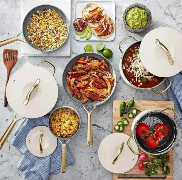 Member's Mark 11-Piece Modern Ceramic Cookware Set -Cream · Photo 4
