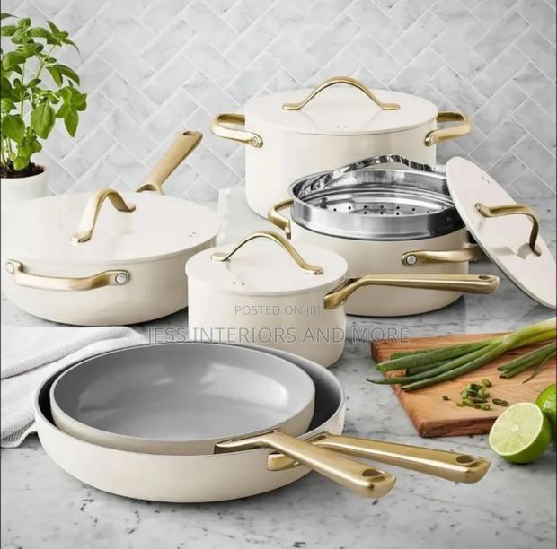 Member's Mark 11-Piece Modern Ceramic Cookware Set -Cream · Photo 3