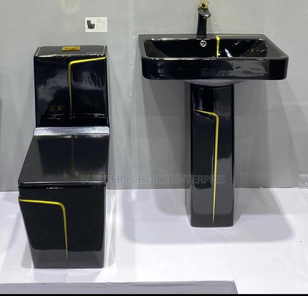 Gold And Black Water Closet With Wash Basin (2) · Photo 2