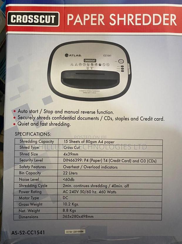 Atlas 15 Sheets Crosscut Paper Shredder · Photo 4