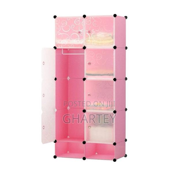 Foldable 8 Cubes Wardrobe With Shoe Rack Pink · Photo 1