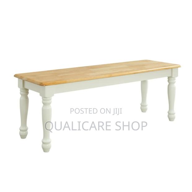 Solid Wood Dining Table, White and Natural Finish · Photo 2