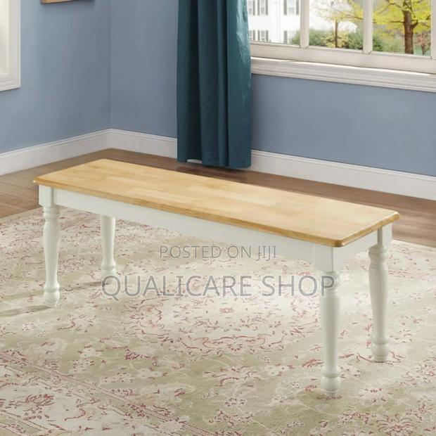 Solid Wood Dining Table, White and Natural Finish · Photo 1