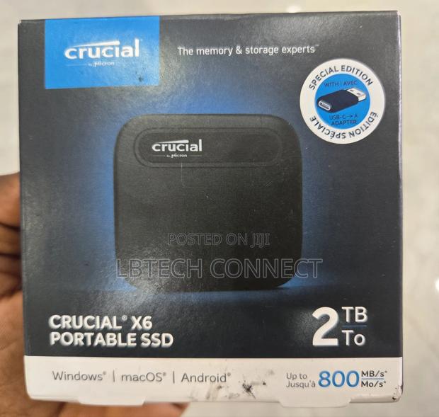 Crucial X6 2TB Portable Solid State Drive Black