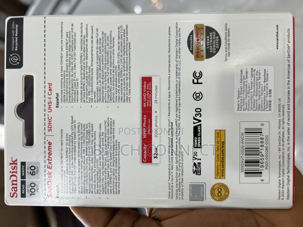 Sandisk Extreme SDHC UHS-I Card 32gb Storage photo 2