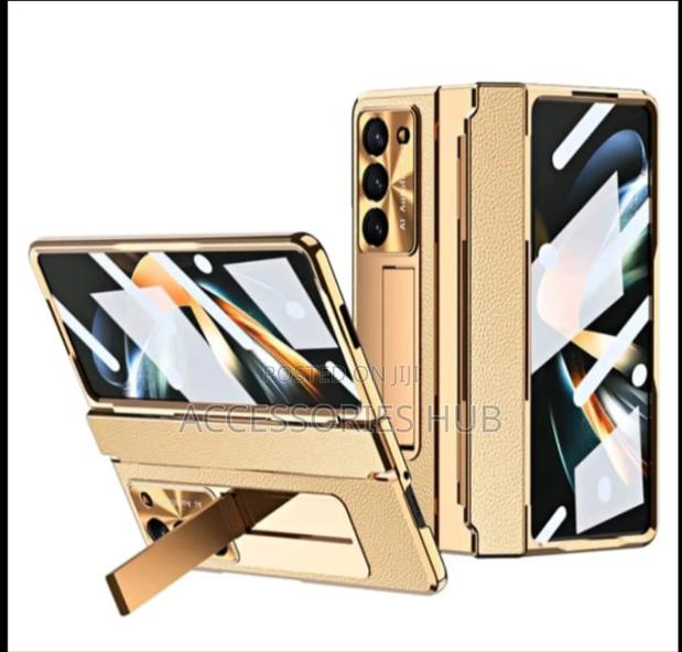 Z Fold 6 Gold Plated Case With Stand And Inbuilt Protector · Photo 4
