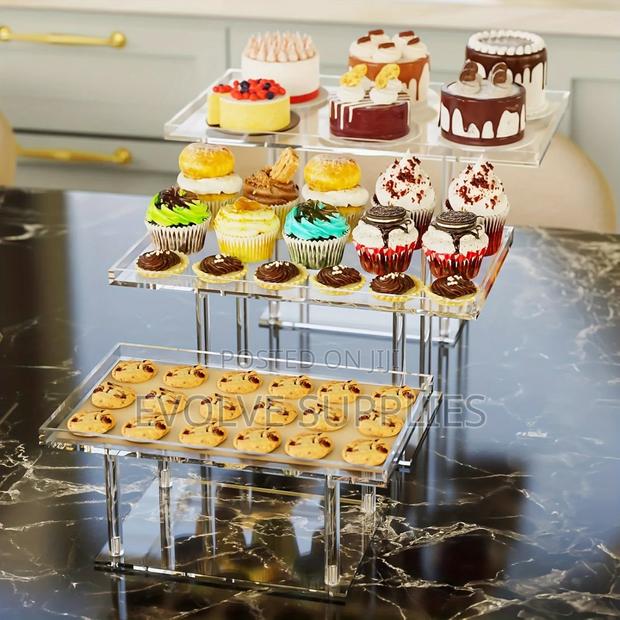3 Pieces Set Acrylic Cake Display Stand photo 3