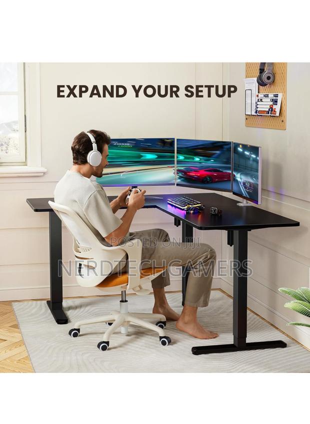 Ergear 63" Dual Motor L Shaped Standing Desk, 28"-46" · Photo 4