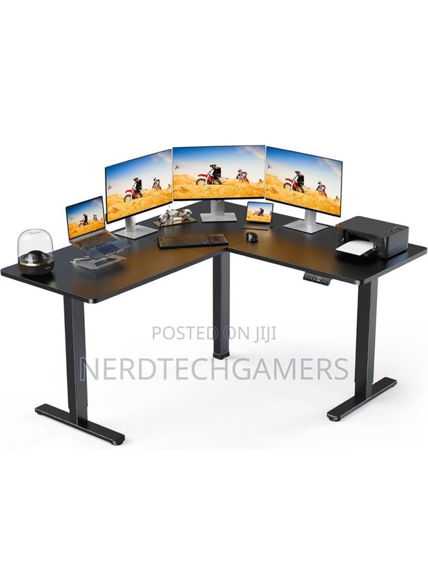 Ergear 63" Dual Motor L Shaped Standing Desk, 28"-46" · Photo 1
