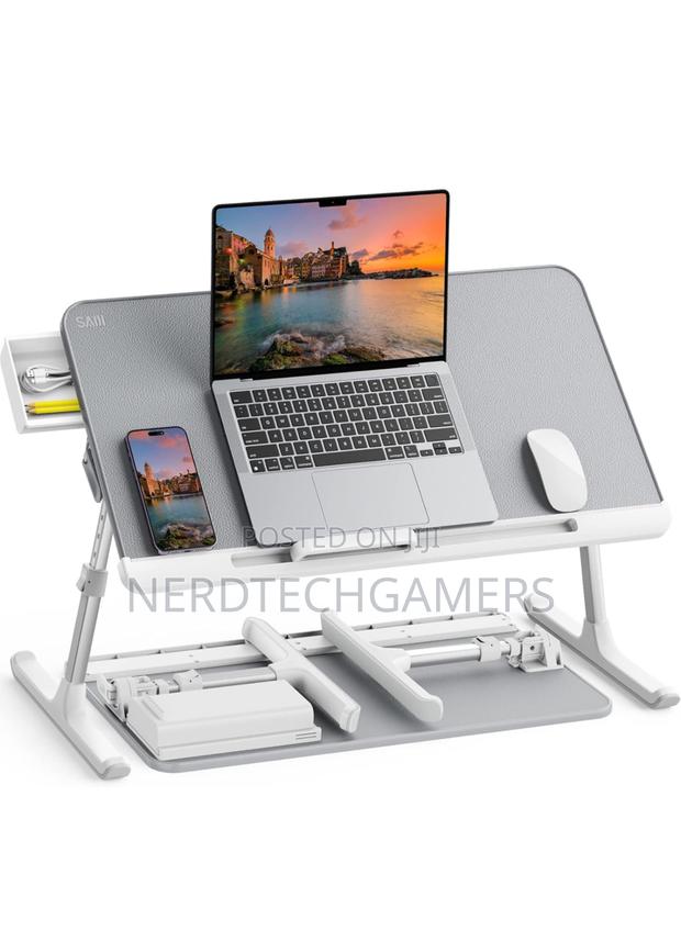 SAIJI Laptop Bed Tray Table, Adjustable PVC Leather Laptop · Photo 1