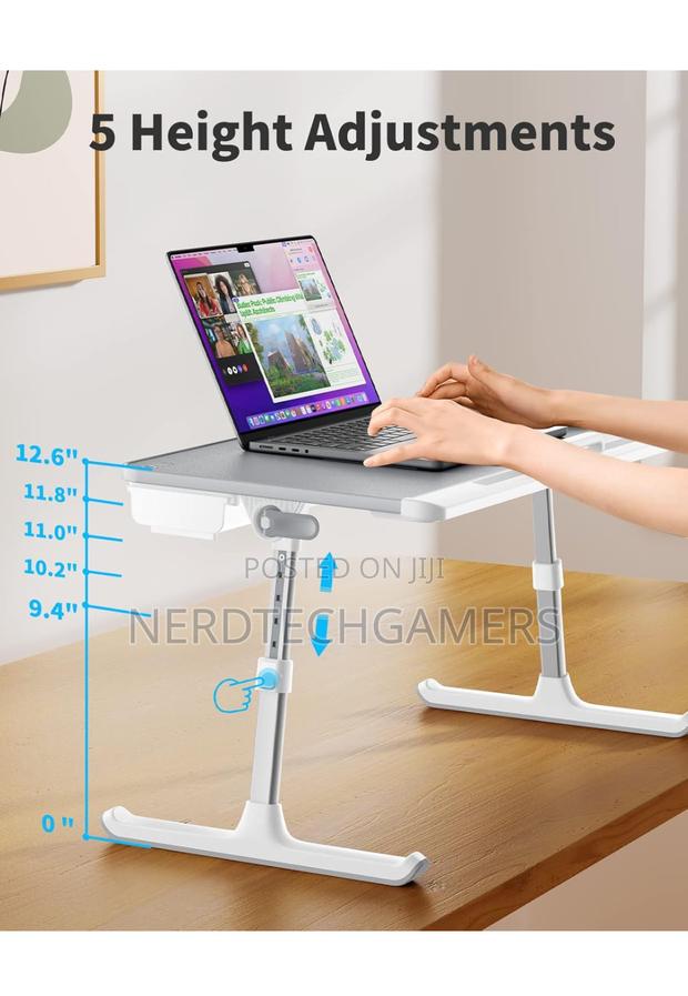 SAIJI Laptop Bed Tray Table, Adjustable PVC Leather Laptop · Photo 3