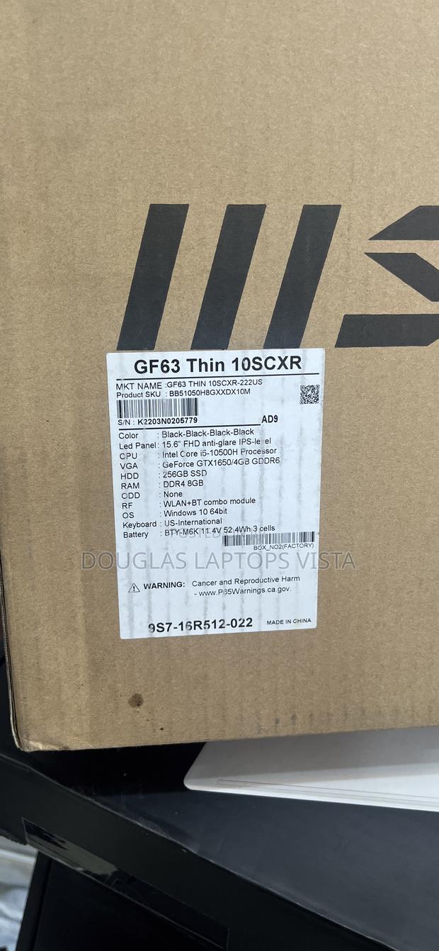 New Laptop MSI GF63 8GB Intel Core i5 HDD+SSD 256GB photo 2