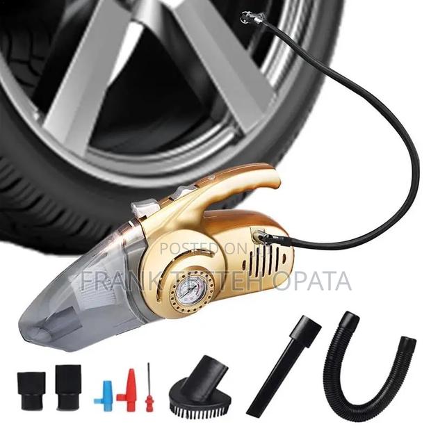 4 in 1 Gold Car Vacuum Cleaner Wireless Tire Pressure Gauge