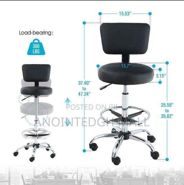 Adjustable Teller Swivel Chair Leather - Black photo 4