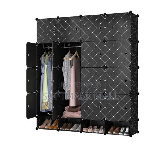 16 Cubes Wardrobe With Shoe Rack- Black · Photo 1