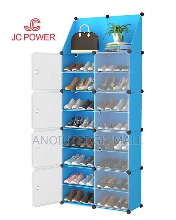 Plastic Cubes Shoe Rack - Blue
