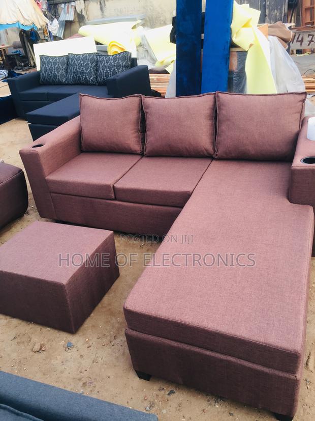 Strong Fabric L Shaped Sofa Chair With Center Table