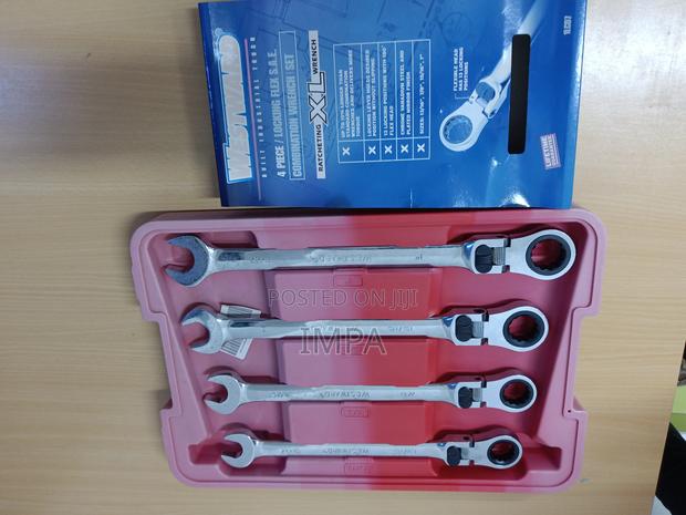 Westward 1LCD7 Ratcheting Wrench Set, Combo, SAE, 4 PC
