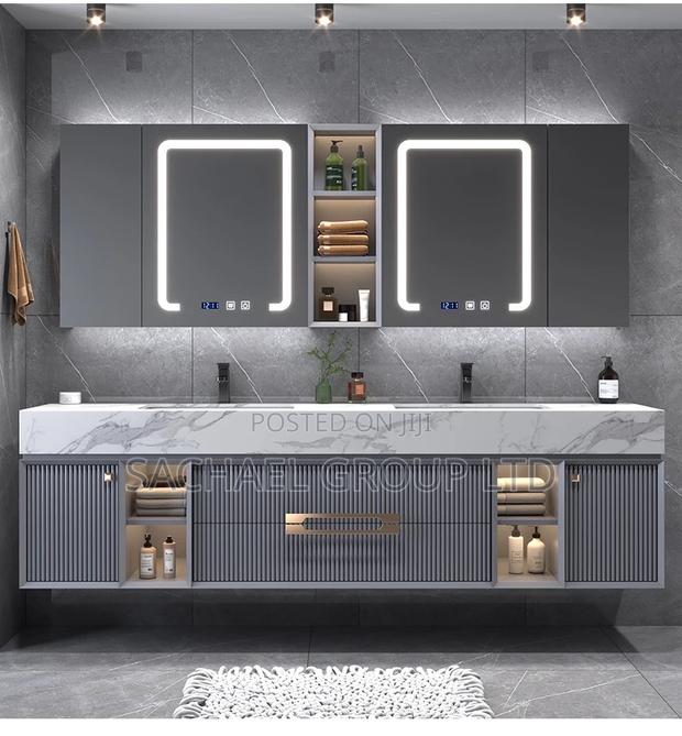 Marble Double Sink Cabinet With Led Light · Photo 4
