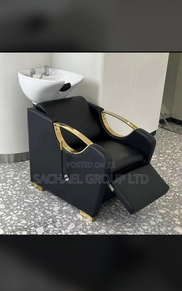 Black Golden Salon Hair Basin With Chair · Photo 2
