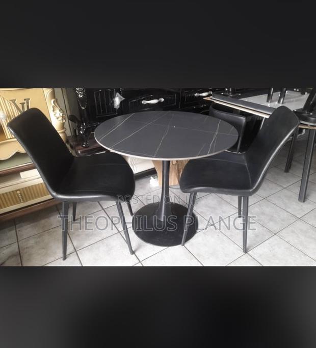Black Design Dining Table Set With 3 Chairs