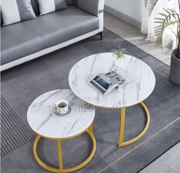 2 in 1 Mable Center Table Set ( White and Gold )