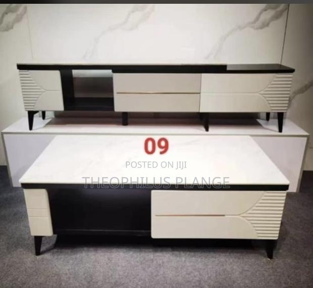 Tv Stand and Center Table Set Brown and Black Design