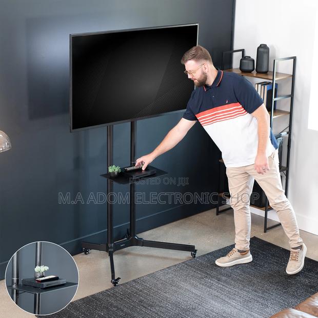 Black Durable Mobile Tv Cart for Tv Between 32”-70” · Photo 2