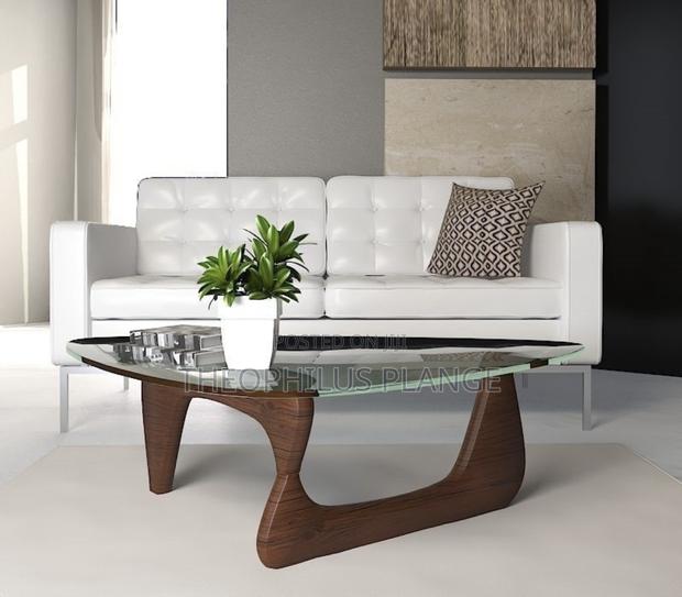 Glass And Coffee Wood Center Table, Living Room Glass Table. · Photo 1