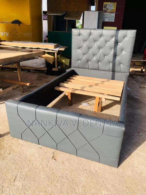 Dark Ash Leather One and Half Bed Frame · Photo 1
