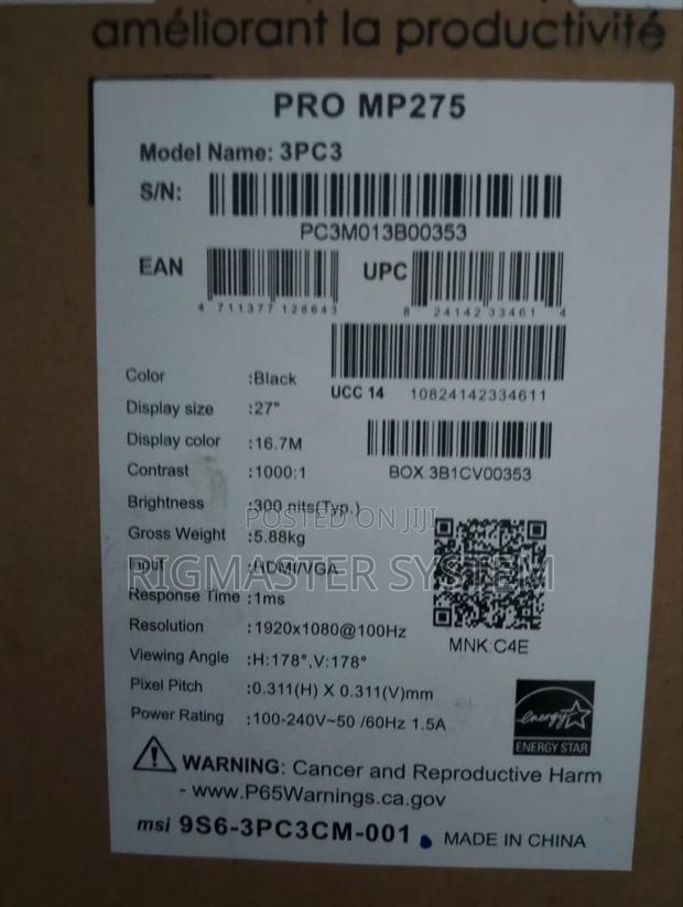 Msi Pro Mp 275 Monitor photo 4