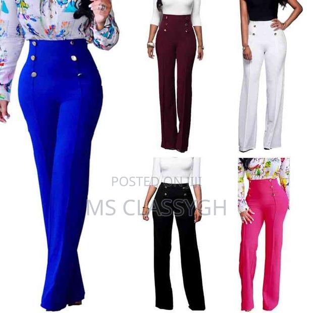 Casual High Waist Long Pants Women Office Lady Elegant Butto