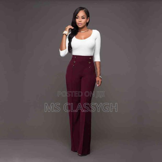 Casual High Waist Long Pants Women Office Lady Elegant Butto