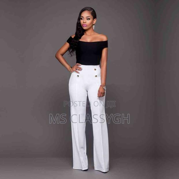 Casual High Waist Long Pants Women Office Lady Elegant Butto