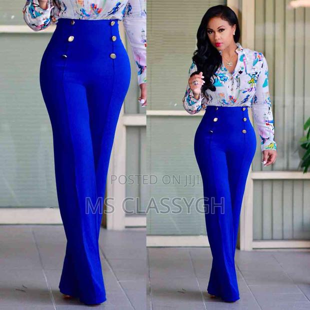 Casual High Waist Long Pants Women Office Lady Elegant Butto