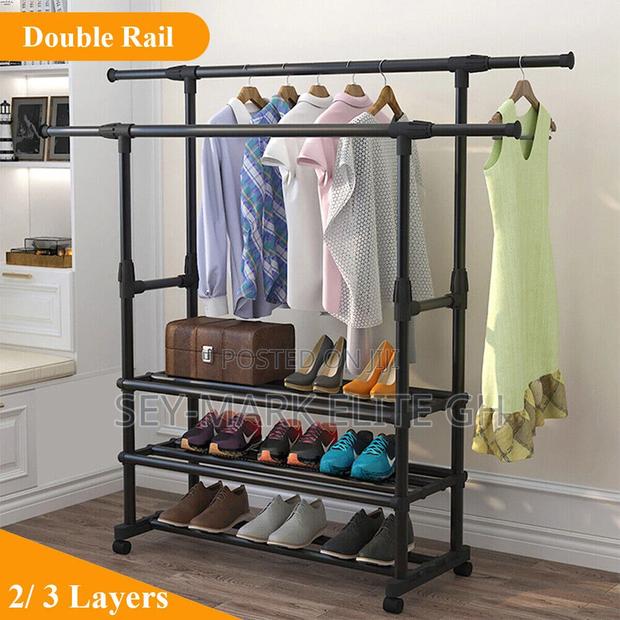 Double Sides Cloth Rack With 3 Shoe Layers · Photo 4