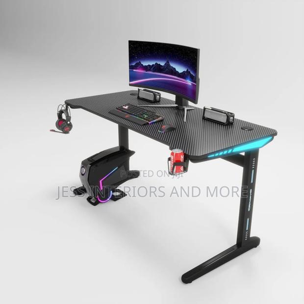 Gaming Desk With RGB LED Lights (Black) · Photo 4