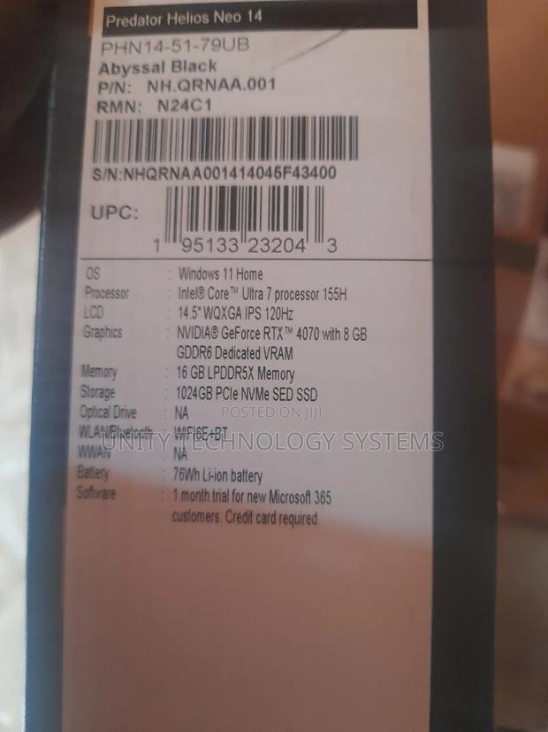 New Laptop Acer Predator Helios Neo 16 16GB Intel Core Ultra 7 SSD 1T photo 4