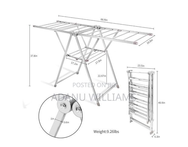 Heavy Duty Anti-Rust Stainless Foldable Cloth Drying Rack · Photo 2