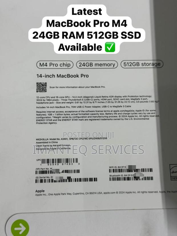 New Laptop Apple MacBook Pro 2024 M4 14-Inch 24GB SSD 512GB · Photo 4