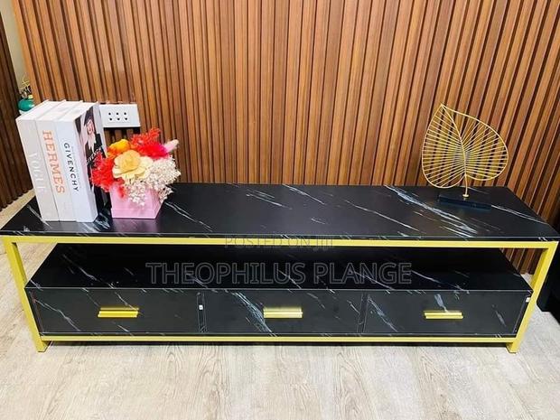 Black and Gold Tv Stand With Drawer · Photo 4