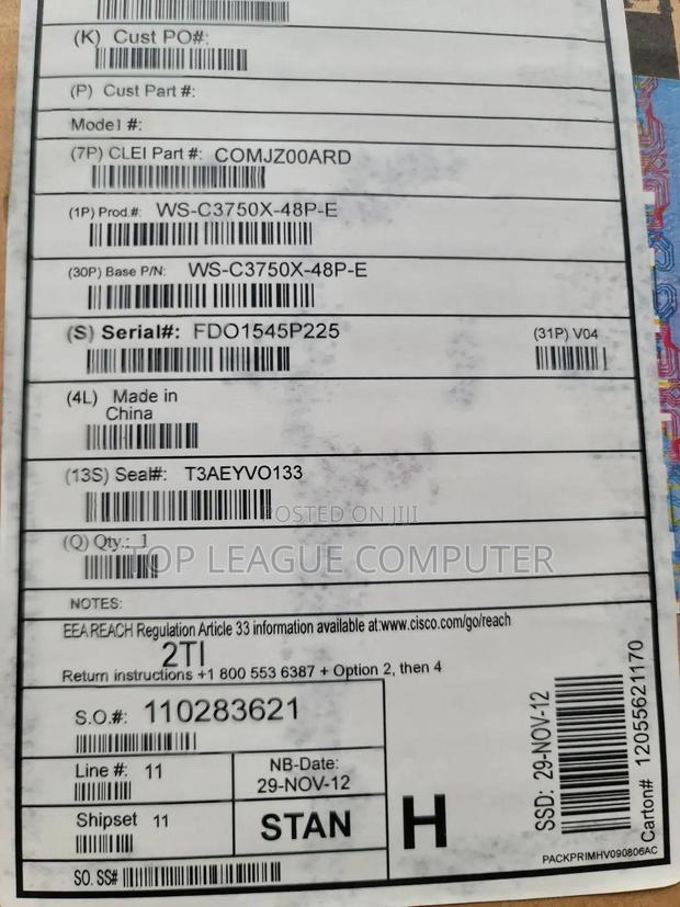Brand New Cisco Ws-C3750x-48p-E Layer 3 Switch